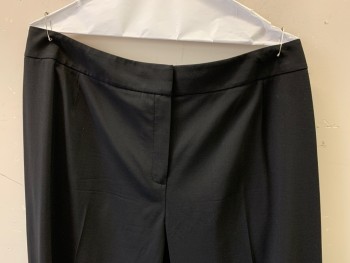 Womens, Slacks, Lafayette, Black, Polyester, Solid, 14w, Flat Front, Zip Front, Straight Fit