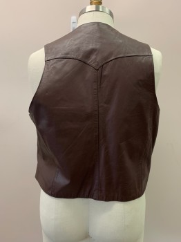 Mens, Vest, CONTINENTAL LEATHER, Brown, Leather, Solid, 50, V-N, Button Front, 2 Pockets, Western