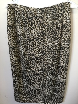 Womens, Skirt, Below Knee, VINCE CAMUTO, Tan Brown, Cream, Black, Polyester, Lycra, Animal Print, S, Tan with Cream & Black Leopard Print, 1" No Seam Elastic Waistband, Fitted
