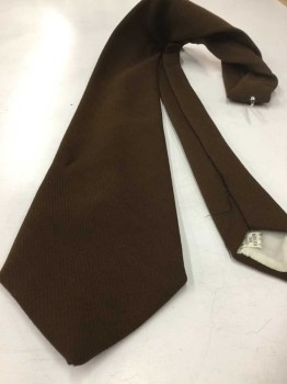 Mens, Tie, N/L, Brown, Polyester, Solid, 4 In Hand,  Ribbed Texture, See Detail Photo
