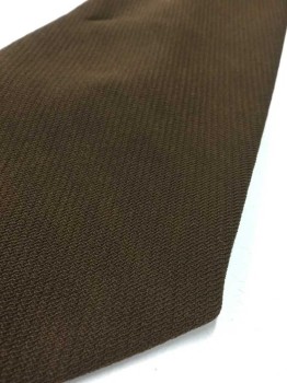 Mens, Tie, N/L, Brown, Polyester, Solid, 4 In Hand,  Ribbed Texture, See Detail Photo