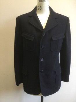 MTO, Navy Blue, Wool, Solid, Single Breasted, Notched Lapel, 3 Flap Inverted Pleat Pockets, 3 Buttons,