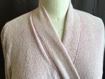 Womens, SPA Robe, NATORI, Pink, Rayon, Polyester, Heathered, S, Open Front, 2 Pockets, Long Sleeves, with Self 2"  Matching Belt