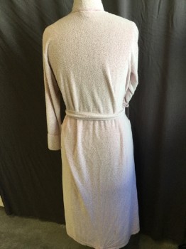 NATORI, Pink, Rayon, Polyester, Heathered, Open Front, 2 Pockets, Long Sleeves, with Self 2"  Matching Belt
