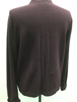 Mens, Cardigan Sweater, RALPH LAUREN, Aubergine Purple, Cotton, Solid, XL, 2 Patch Pockets, V-neck, Cardigan