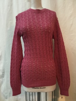 Womens, Pullover Sweater, SWEATER BEE, Mauve Purple, Acrylic, Solid, M, Mauve Purple Knit, Crew Neck,
