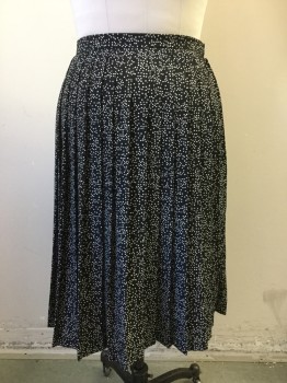Womens, Skirt, LESLIE FAY, Black, White, Polyester, Dots, 8, Pleated, Side Zip, 1" Waistband