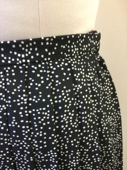 LESLIE FAY, Black, White, Polyester, Dots, Pleated, Side Zip, 1" Waistband