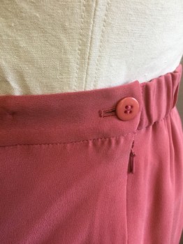 JONES NEW YORK SUIT, Mauve Pink, Silk, Solid, Elastic Waist in Back, Side Zipper and Button Closure, Pencil Skirt, 1990's/2000's