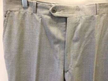Mens, Suit, Pants, ACADEMY AWARDS, Lt Gray, Blue, Wool, Stripes - Pin, 32/32, Flat Front, Button Tab, 4 Pockets, Belt Loops, Zip Fly