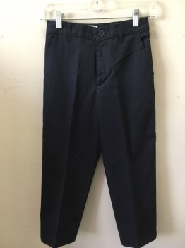 Childrens, Pants, REAL SCHOOL, Navy Blue, Cotton, Polyester, Solid, 10, Flat Front, 3 Pockets,