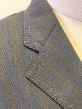Womens, Suit, Jacket, PIAZZA SEMPIONE, Charcoal Gray, Navy Blue, Wool, Spandex, Stripes - Vertical , M, Single Breasted, 4 Buttons, Notched Lapel, 2 Pockets with Flaps, Navy Stitching Throughout, Padded Shoulders