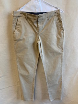 Womens, Pants, TOMMY HILFIGER, Khaki Brown, Cotton, Solid, W 30, 2, 1.3" Waistband with Belt Hoops, Flat Front, Zip Front, 4 Pockets