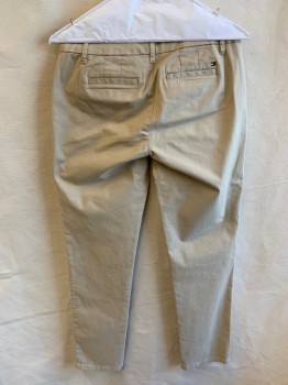 Womens, Pants, TOMMY HILFIGER, Khaki Brown, Cotton, Solid, W 30, 2, 1.3" Waistband with Belt Hoops, Flat Front, Zip Front, 4 Pockets