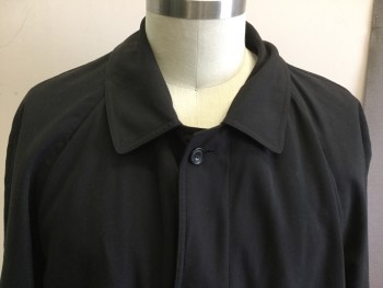 Mens, Coat, Trenchcoat, N/L, Black, Polyester, Solid, 44 L, Single Breasted, Collar Attached, 2 Pockets, Full Length