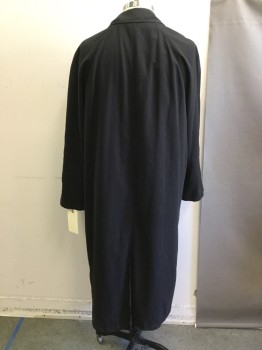 Mens, Coat, Trenchcoat, N/L, Black, Polyester, Solid, 44 L, Single Breasted, Collar Attached, 2 Pockets, Full Length