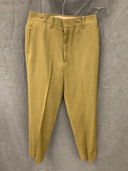 N/L, Pea Green, Poly/Cotton, Heathered, Flat Front, Zip Fly, Belt Loops, 4 Pockets,
