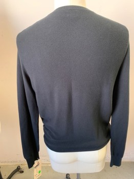 Mens, Pullover Sweater, JCREW, Faded Black, Cotton, Solid, L, Long Sleeves, Crew Neck, Pullover,