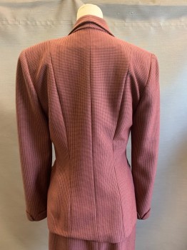 Womens, 1940s Vintage, Suit, Jacket, ZELDA, Mauve Pink, Black, Wool, Holiday, W: 24, B: 34, C.A., Single Breasted, Button Front, 2 Welt Pockets, Loop Shape Trim with Rhinestones
