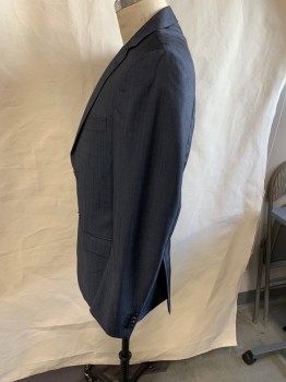 ZEGNA, Gray, Wool, Rayon, Solid, Single Breasted, Notched Lapel, Welt Pocket, 2 Pockets, 2 Vents At Back