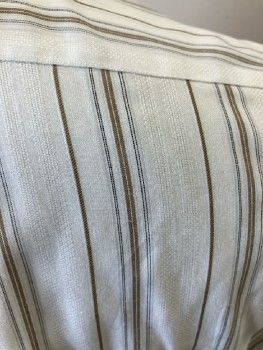 RICK PALLACK, White Cotton with Woven Self Stripe & Alternating Brown/Black Group Stripe, C.A., B.F., L/S,