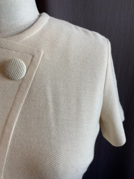 NPC FASHIONS, Cream, Cotton, Solid, Short Sleeves, Round Neck,  Zip Back, 1 Button