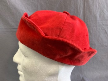 MTO, Red, Cotton, Velveteen Scallop Edge, 6 Faille Pieces Finish at the Top with a Button