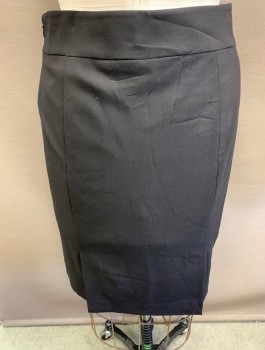 Womens, Skirt, Knee Length, TAHARI, Black, Rayon, Polyester, Solid, 8, Yoke Front, 2 Welt Packets with Silver Tahari Hardware on CF Pocket. Bk Zipper with Double Vent at CB Hem.
