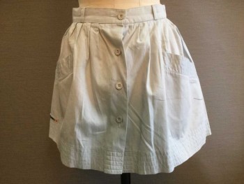 Womens, Skirt, ELLESSE, Lt Blue, White, Cotton, Stripes - Micro, 26W, Button Front, Mini, Pleated, 2 Pockets, Belt Loops,