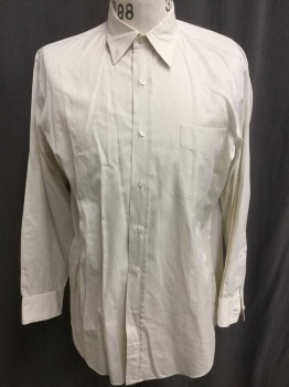 Mens, Dress Shirt, ANTO, Cream, Cotton, Diamonds, 32/33, 15.5 N, Self Diamond Pattern, Long Sleeve Button Front, Collar Attached, 1 Pocket, Made To Order