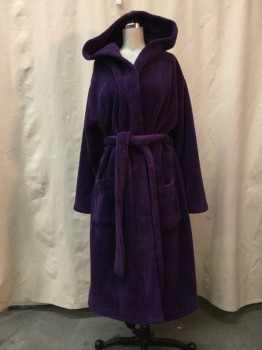 Womens, SPA Robe, MELSIMO, Purple, Synthetic, Solid, S/M, Purple, Belt