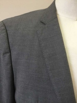 HUGO BOSS, Lt Gray, Wool, Stripes - Pin, Single Breasted, Collar Attached, Notched Lapel, 2 Buttons,  3 Pockets, Hand Picked Collar/Lapel