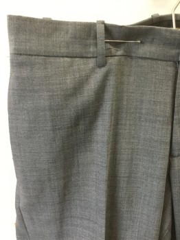 THEORY, Heather Gray, Wool, Heathered, Flat Front, 4 Pockets, Zip Fly, Belt Loops