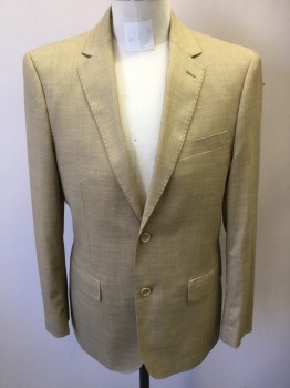 Mens, Suit, Jacket, ANTONIO CARDINNI, Dijon Yellow, Wool, Polyester, 38R, Single Breasted, 2 Buttons,  Hand Picked Collar/Lapel, 2 Back Vents,
