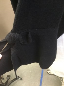 Womens, Sweater, ALFANI, Black, Rayon, Nylon, Solid, 1X, Open Front, 3/4 Sleeve with Flutter Cuff and Bow