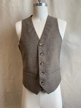 GIVENCHY, Mushroom-Gray, Wool, Heathered, Button Front, 2 Pockets, 1970's