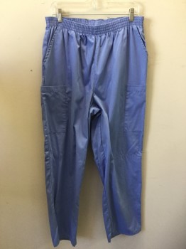 N/L, Cornflower Blue, Polyester, Cotton, Solid, Drawstring Waist, Cargo Pocket, 1 Back Pocket