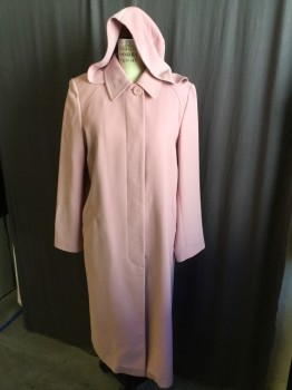 GALLERY, Pink, Iridescent Pink, Polyester, Solid, Iridescent Pink Lining, Collar Attached, Button Hood, Single Breasted, Large Pink Hidden Button Front, 2 Slant Pocket, Long Sleeves, Split Center Back Bottom with Self Detach Belt ( Dark Gray Mark Left Back)