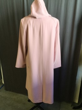 GALLERY, Pink, Iridescent Pink, Polyester, Solid, Iridescent Pink Lining, Collar Attached, Button Hood, Single Breasted, Large Pink Hidden Button Front, 2 Slant Pocket, Long Sleeves, Split Center Back Bottom with Self Detach Belt ( Dark Gray Mark Left Back)