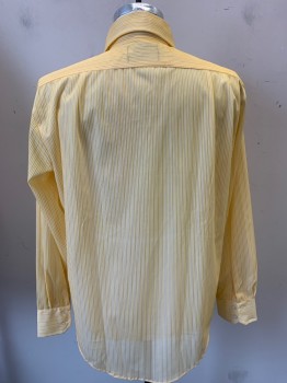 BUD BERMA, White, Sunflower Yellow, Polyester, Nylon, Stripes - Vertical , Button Front, Long Sleeves, 1 Pocket, Long Collar Points,