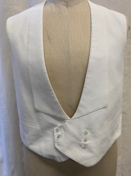 FOX911, Off White, Cotton, Wool, Pique Self Pattern, Shawl Lapel, Double Breasted,  2 Pockets, Belted Back