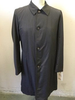 Mens, Coat, Trenchcoat, BOSS, Dk Brown, Polyester, Solid, 42 L, Single Breasted, Collar Attached, 2 Pockets,