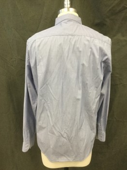 HARTFORD, Lt Blue, Gray, White, Cotton, Stripes, Button Front, Collar Attached, Long Sleeves, 1 Pocket, Button Cuff
