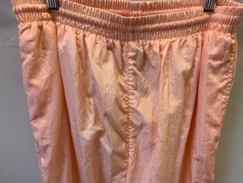 Womens, 1980s Vintage, Piece 2, CASUAL ISLE, Peach Orange, Nylon, Solid, L, Elastic/drawstring  Waist Jogger, 2 Pockets,