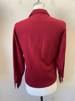 ANTO, Maroon Red, Wool, Solid, Long Sleeves, Button Front, Spread Collar, 2 Pockets, Multiple,