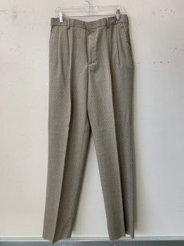Mens, Suit, Pants, Cintas, Beige, Black, Wool, 2 Color Weave, Pleated Front, Side Pockets, Zip Front,