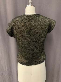 Womens, Sweater, ADELE, Black, Gold, Acrylic, Lurex, 2 Color Weave, B36, CN, S/S,