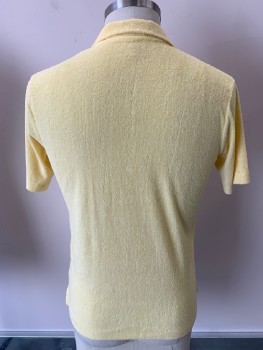 LEFT BANK, Lt Yellow, Polyester, Cotton, Solid, S/S, C.A., Chest Pockets, Textured Fabric
