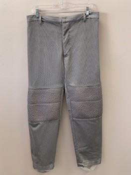 MTO, Gray, Synthetic, Circles, Pant, Zip Front, Belt Loops, Mesh with Different Mesh On Padded Knees, Elastic In Back Waistband