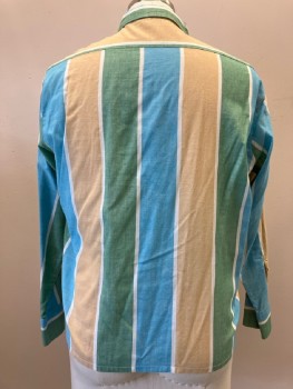 TAILORED SPORT SHIRT, Beige/ Multi-color, Stripes, C.A., B.F., L/S, 1 Pocket